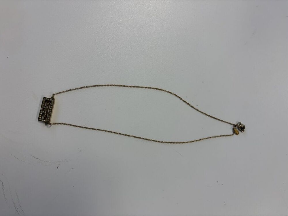Givenchy Vintage Rhinestone Logo Bar Necklace